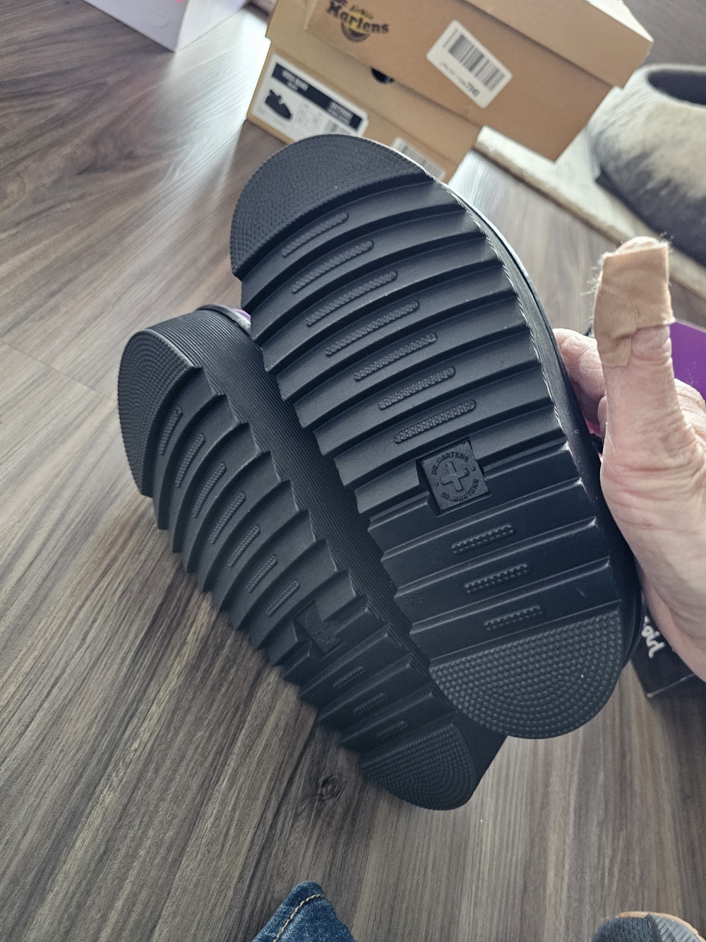 Dr. Martens Strap Sandal X-Girl Black Velvet Sandals with Purple Footbed UK5/US7 - Picture 5 of 6